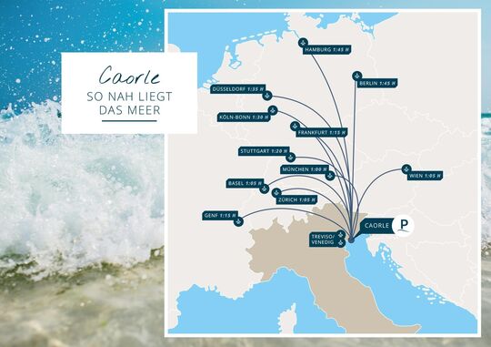 Bild Zwei Flughaefen befinden sich in rund einer Stunde Entfernung vom Pareus Resort Caorle.